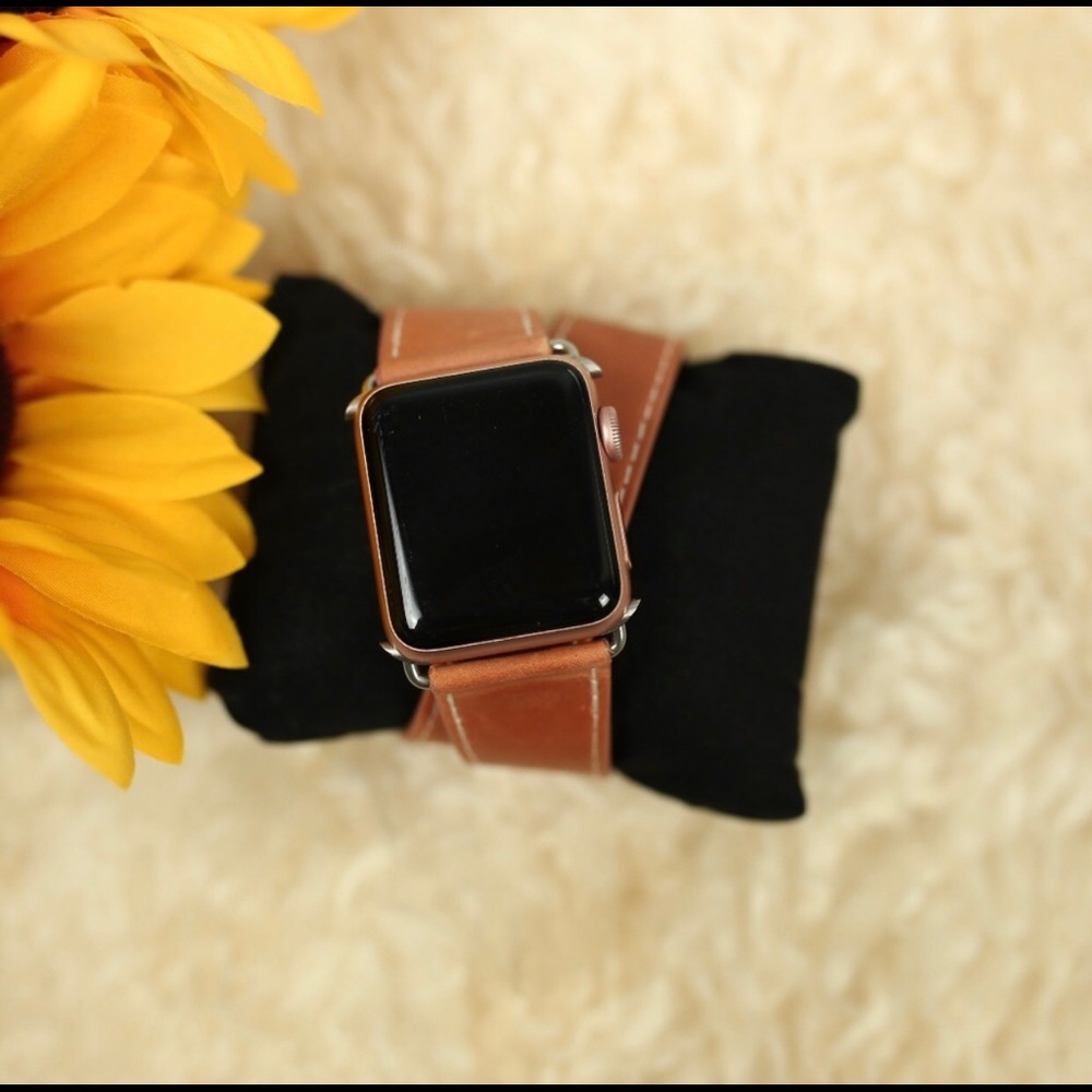 Leather Apple Watch band.